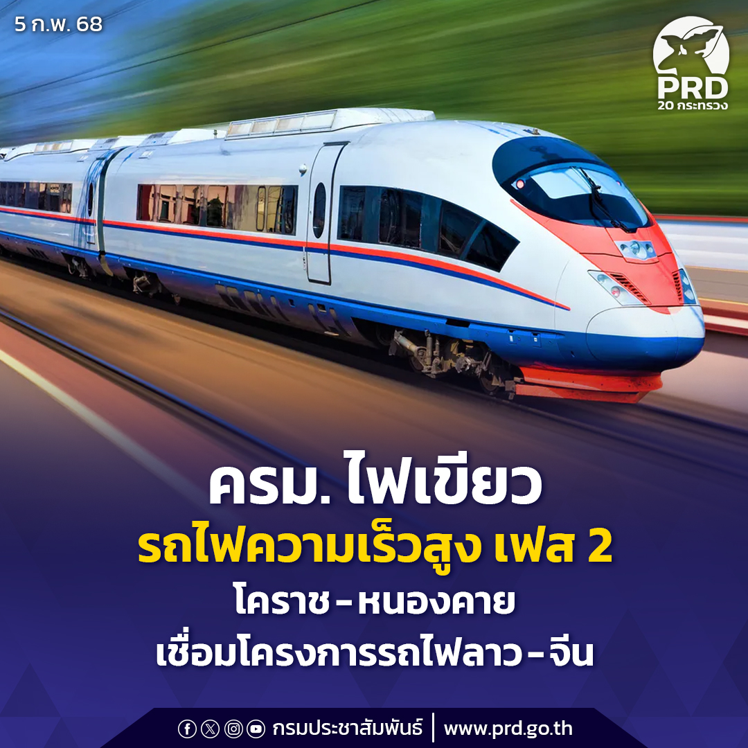 ครม. ไฟเขียวรถไฟความเร็วสูง เฟส 2 โคราช-หนองคาย เชื่อมโครงการรถไฟลาว &ndash; จีน