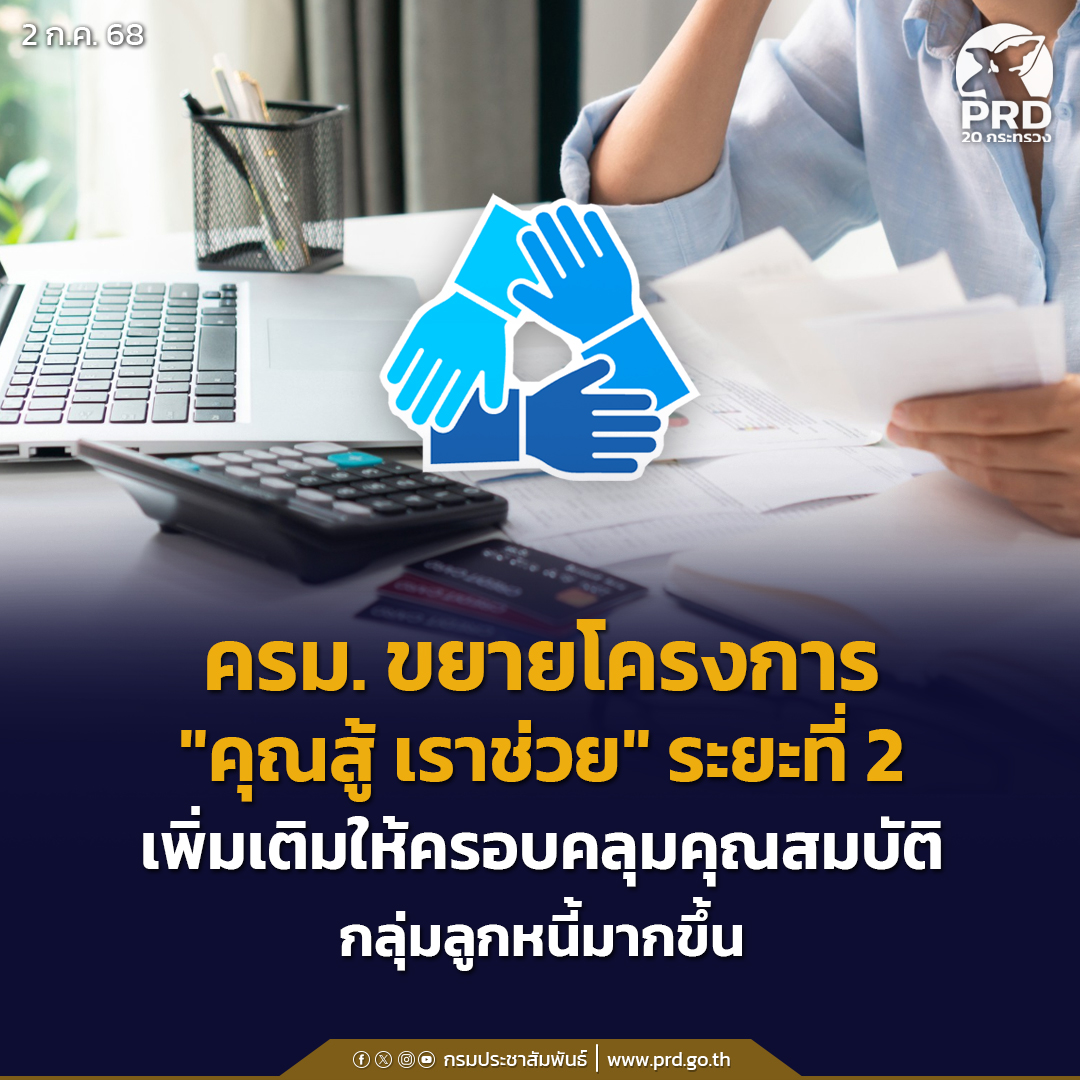 ครม. ขยายโครงการ &ldquo;คุณสู้ เราช่วย&rdquo;  ระยะที่ 2 เพิ่มเติมให้ครอบคลุมคุณสมบัติกลุ่มลูกหนี้มากขึ้น 